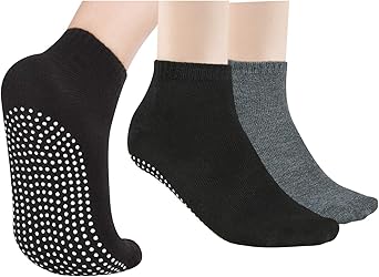Chaussettes De Yoga Antidérapantes - Lot De 4 Paires - Avec Picots Silicone - Taille 34-38 - Pour Pilates, Barre, Fitness