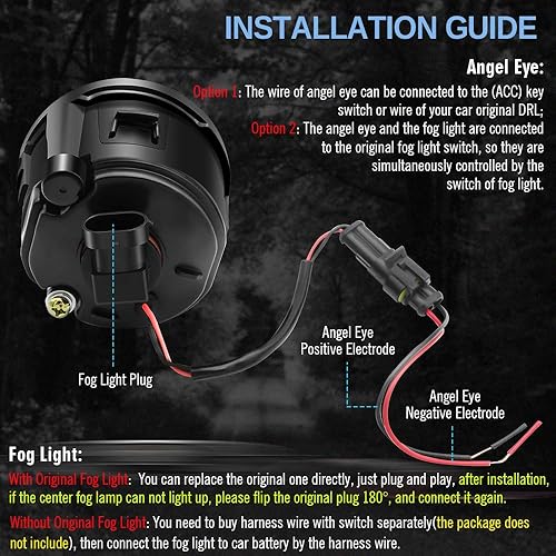Miniatura 8 de Luz antiniebla de ojo de ángel 2 en 1, lámpara antiniebla LED mejorada con anillo de halo DRL para Nissan 2011-2013 Rogue, 2007-2011 Versa,