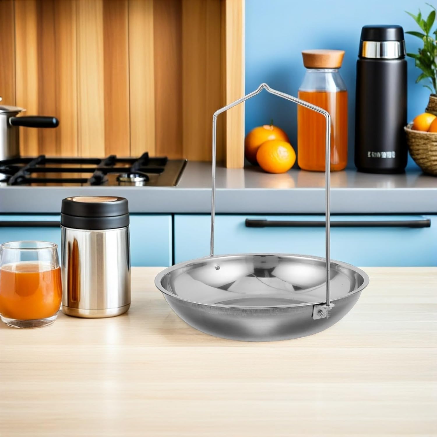 Industrial Hanging Scale Pan with Chain, Stainless Steel Dial Weight Scale Attachment, Portable Pallet Weighing Scoop Tray for Kitchen and Bulk Material Measurement