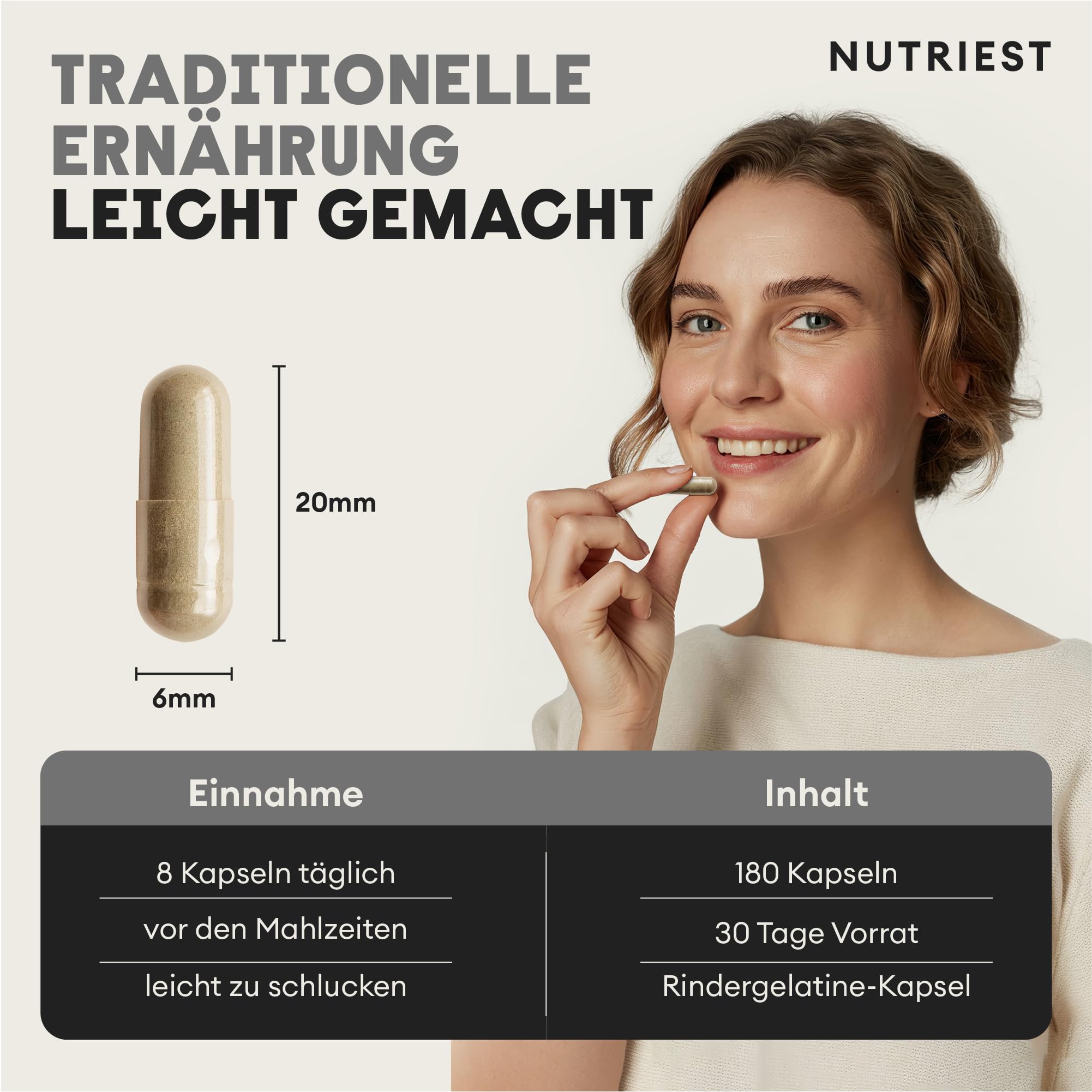 Nutriest Colostrum Kapseln (180 Stück) – Europäische Weidehaltung | 100% Grasfütterung | Für Darmgesundheit & Immunsystem | Enthält 30% aktives IgG