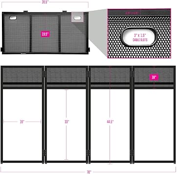 DJ Booth Facade - Foldable Portable Table with Padded Carry Bag, Metal Frame, Flat Top Design for Events