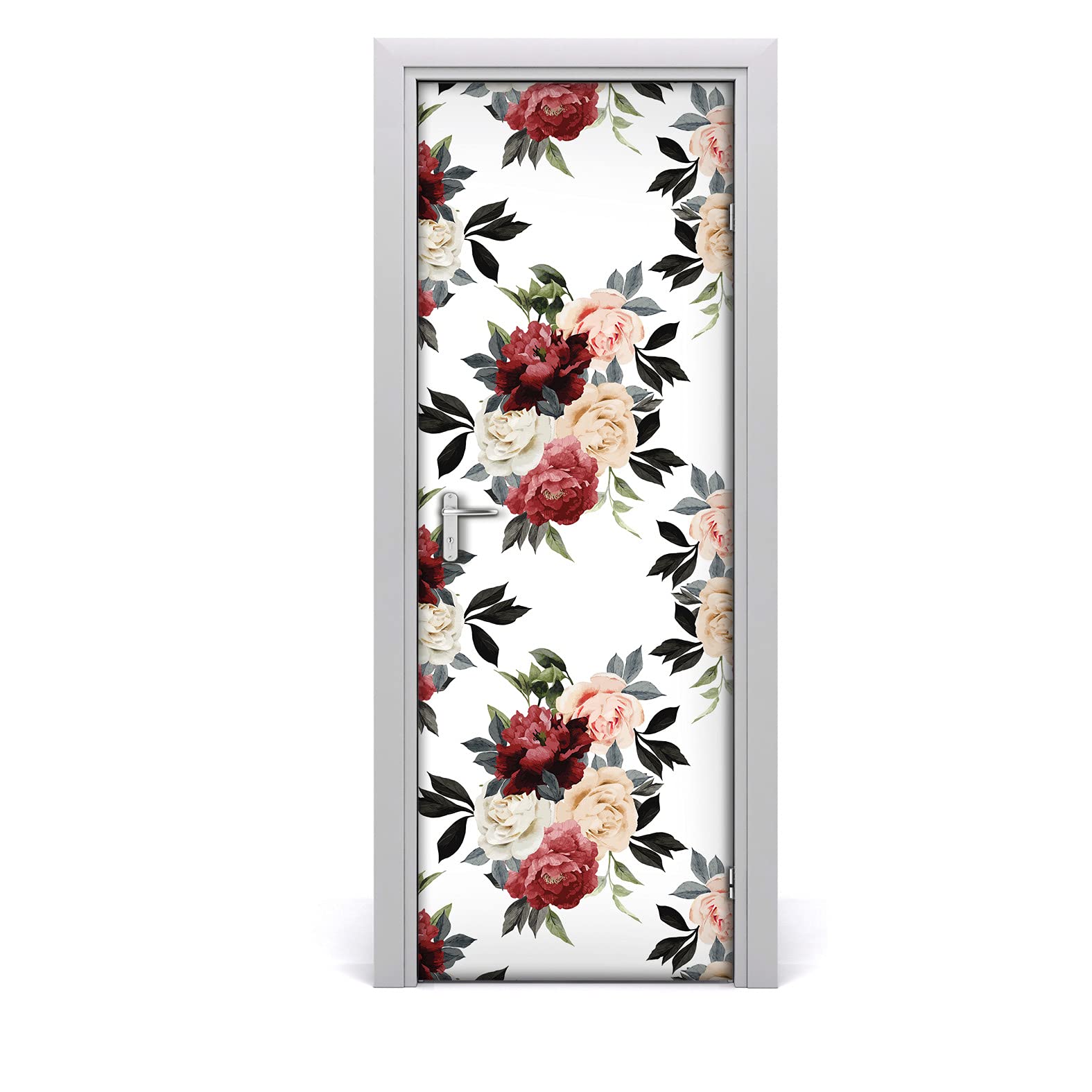 Autocollant de porte 77x200cm papier peint roses floral