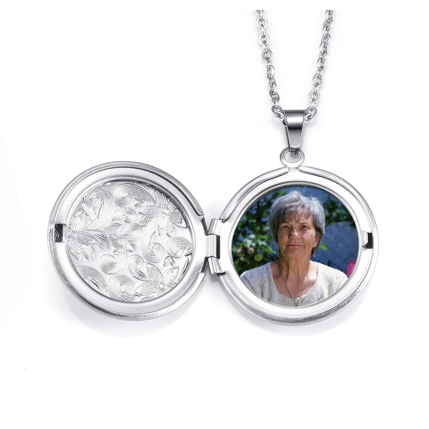 BOPREINAPersonalized Photo Image Locket Pendant Round Locket Necklace That Holds Picture Custom Mothers Neclace with Any Memory Photo Locket Necklace Gifts for Mom