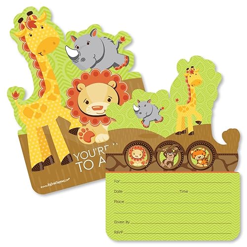 funfaridivertido Safari Junglecon forma de llenar invitacionesBaby Shower o fiesta de cumpleaños tarjetas de invitación con sobresJuego de 12