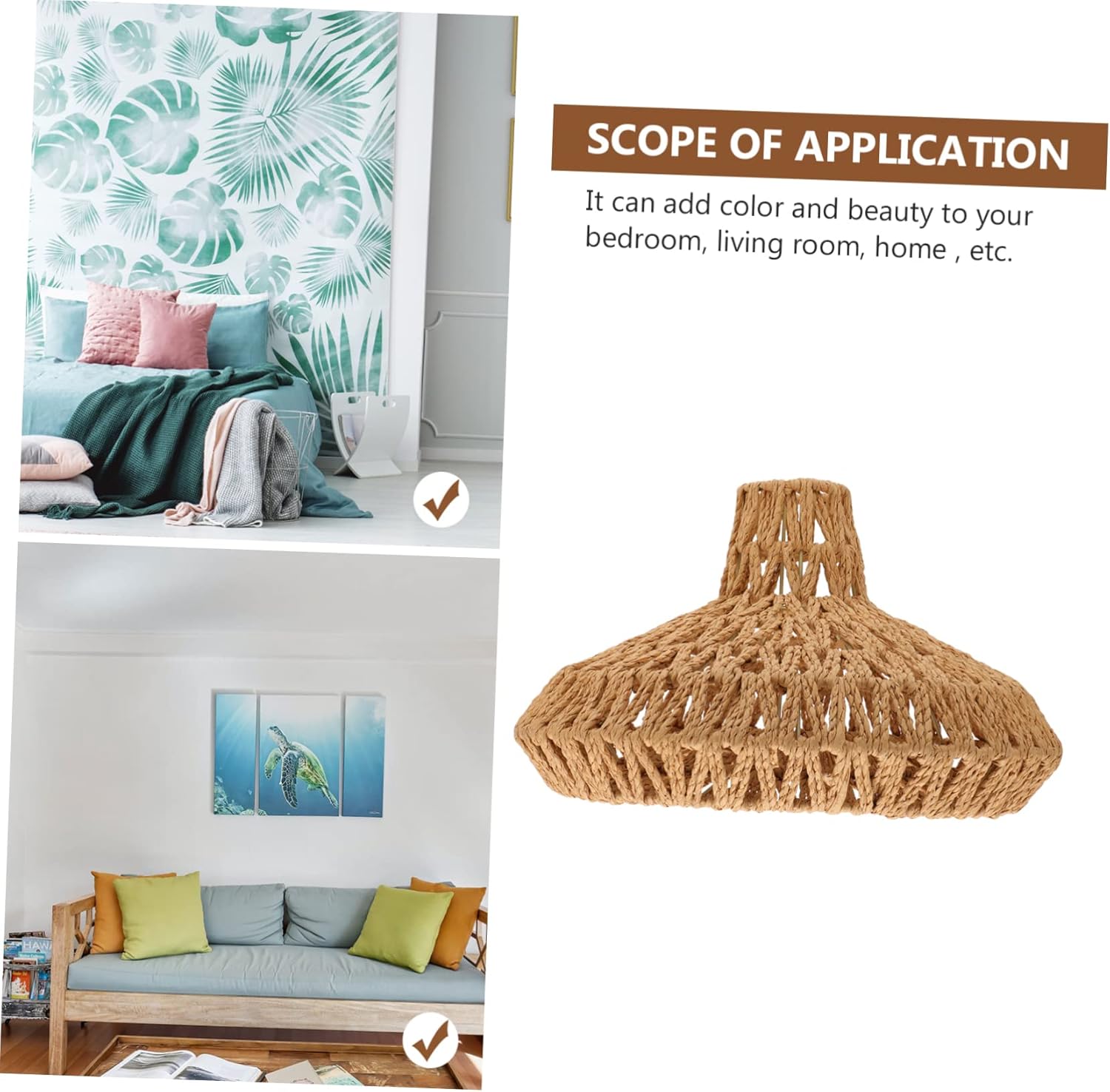 Artibetter Indoor Hand Woven Led Lampshade Modern Decorative Light Cover for Ceiling and Table Lamps Easy Installation Warm Atmosphere Nordic Style