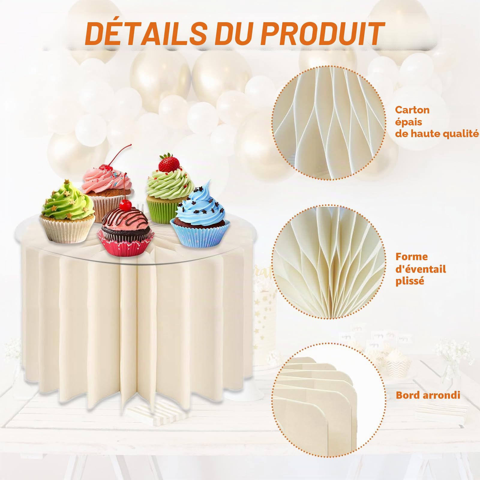 Lot de 6 Presentoir Aperitif Buffet Pliable, Presentoir Gateau 3 Tailles | Rehausseurs de Buffet, Support Gateau en Acrylique et en Carton pour Traiteur, Desserts, Figurines, Bijoux, Mariages