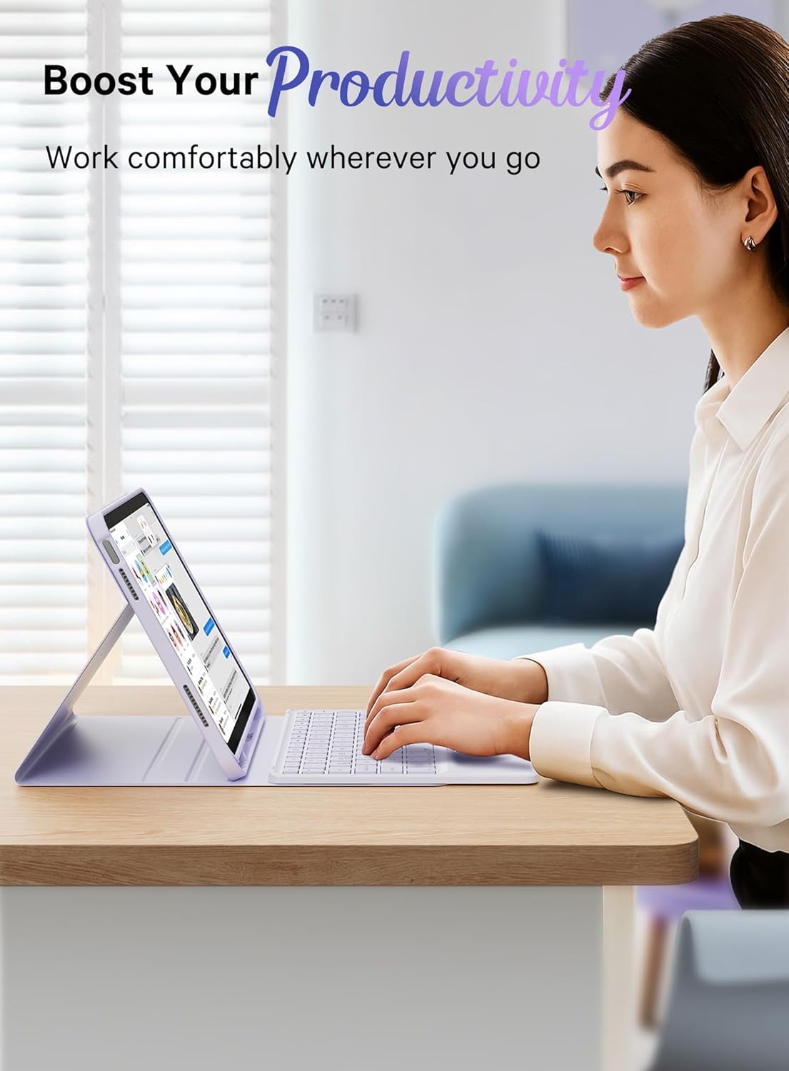 CHESONA for iPad 10th Generation Case with Keyboard, 7 Color Backlight, Multi-Touch Trackpad, Flip Stand Case with Pencil Holder, 2 Wireless Channels for iPad (A16) 11th/10th Gen 2025/2022, Purple