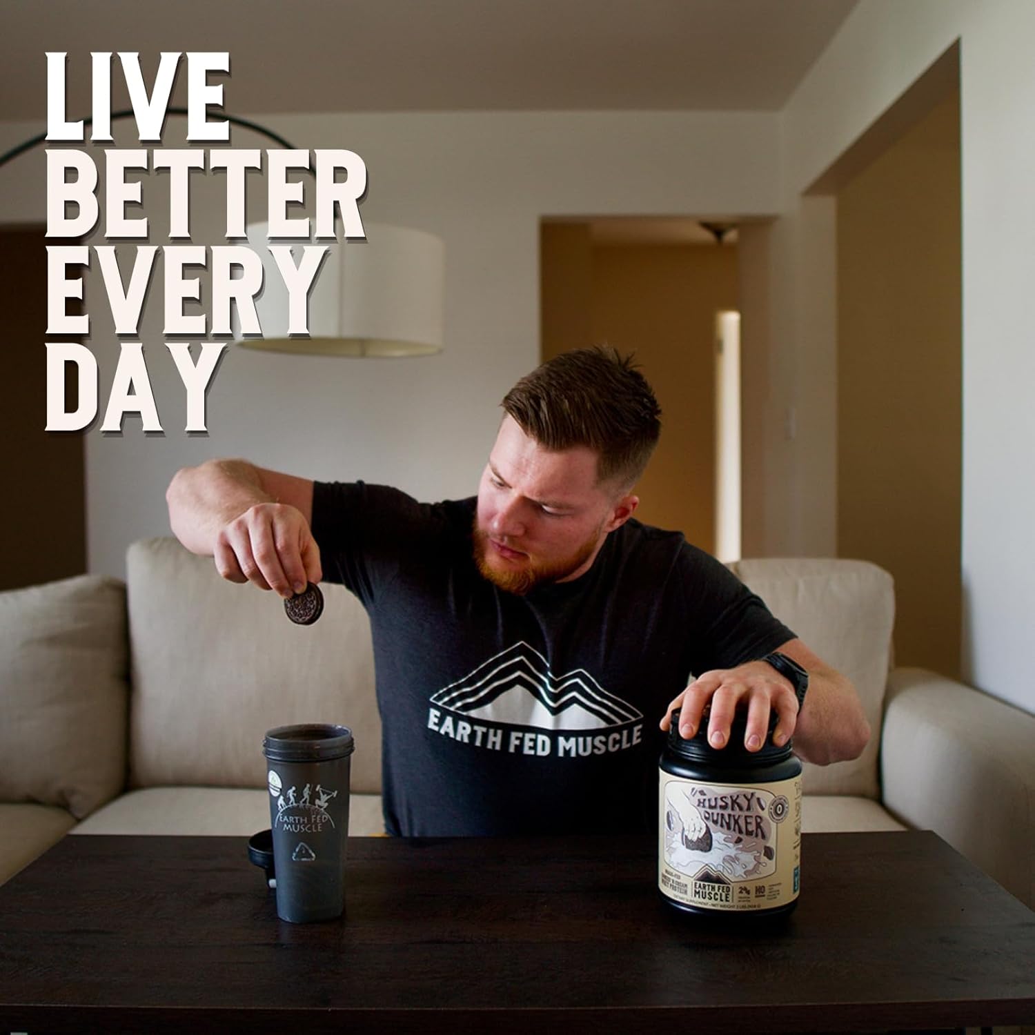 Earth Fed Muscle Husky Dunker Cookies N' Cream Truly Grass Fed Whey Protein Powder - No Artificial Ingredients, Soy Free, Non-GMO and Hormone Free (2 Pound, 27 Servings, Cookies n' Cream) - Image 7