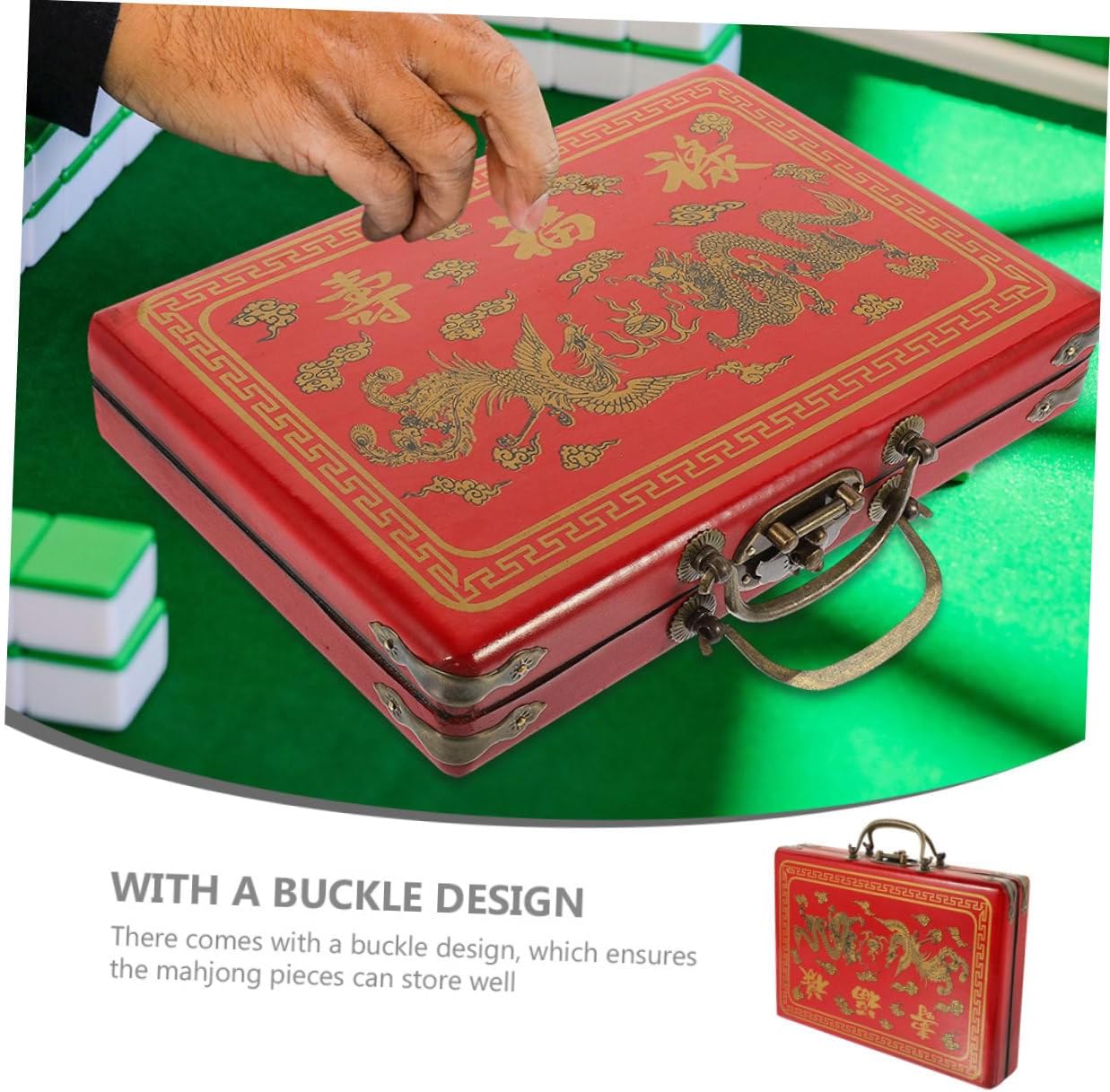 Mini Mahjong Storage Case Wooden Container Lidded Storage Box for Mahjong Sets