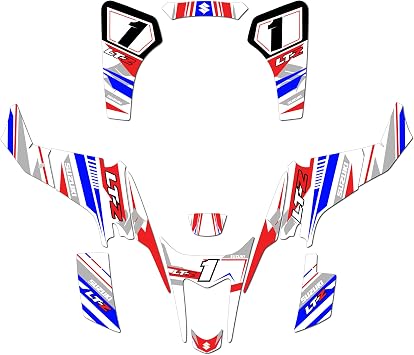 Graphics Kit for Suzuki LTZ 400 2003-2008 Razor Series Red 16 Mil - ATV UTV Custom Racing Graphics Stickers Decals Kit, no-Plastics