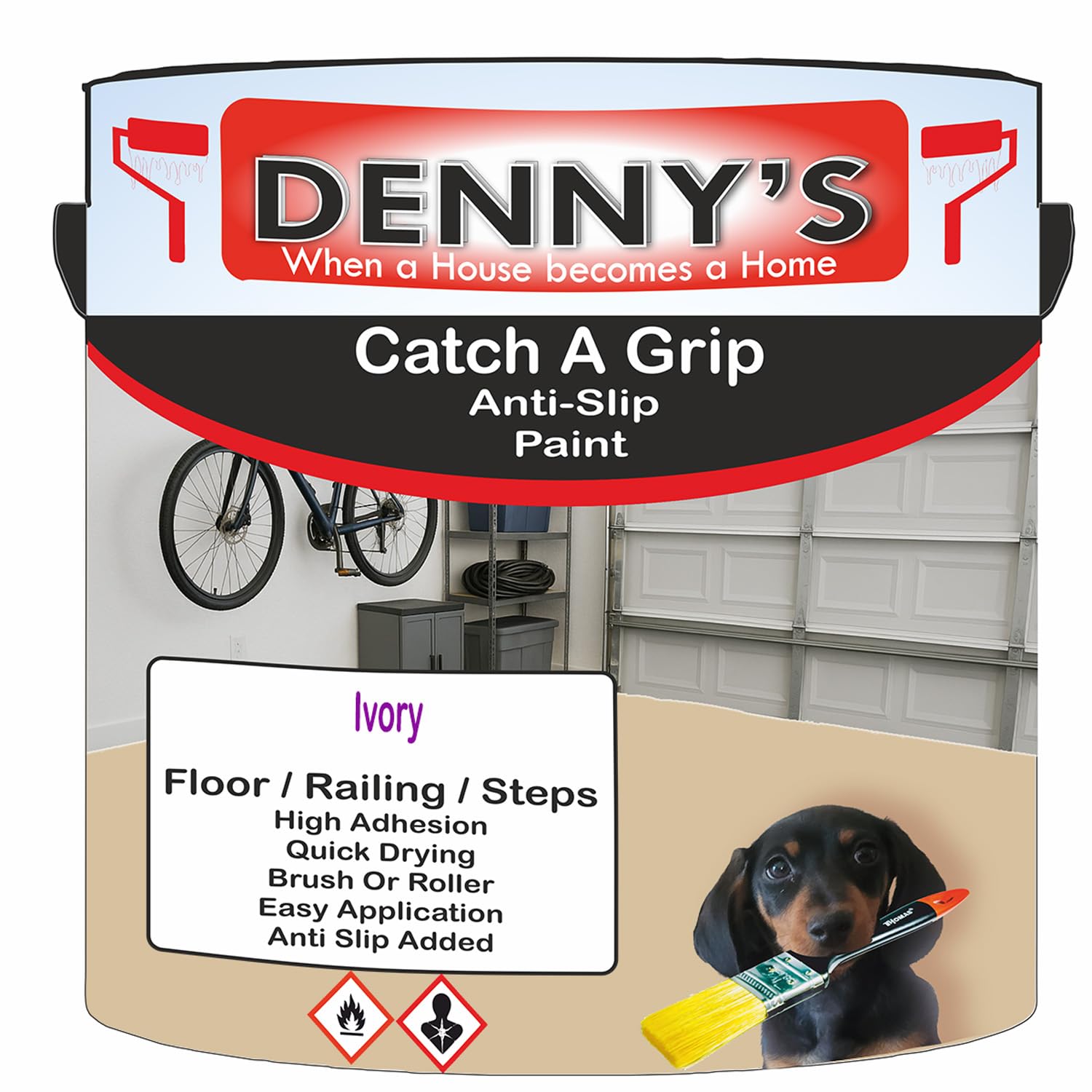SCOOBYS PAINTS BACK IN THE MIX Catch A Grip Anti Slip Floor Paint – Non Slip Coating for Steps, Railings & Garages – 170 Colours, High Adhesion, Quick Dry, Multiple Sizes (Ivory, 2.5 Litre Tin) — image 1