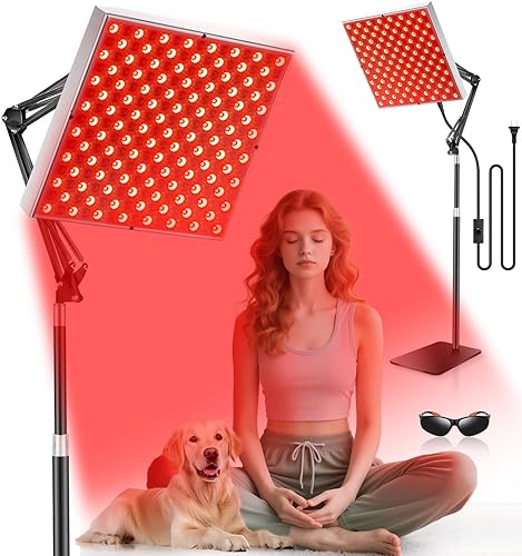 Red Light Therapy for Full Body and Face, 45W Large Panel 225pcs 660nm 850nm Infrared Light Redlight Therapy Lamp for Home/Office Use, 360° Adjustable Stand with Desktop Clamp - 59cm