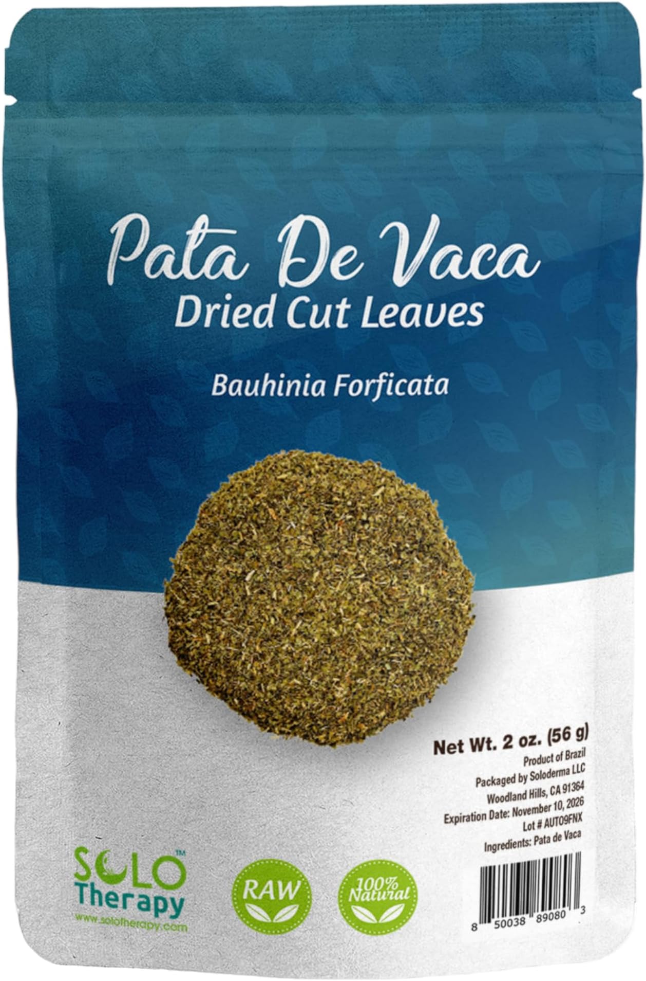 Pata de Vaca Leaves cut and Sifted - Cow's Foot Leaves 56 grams - Pata de Vaca Tea - Bauhinia Forficata Resealable Bag - 56 grams - Premium Quality (Pata De Vaca)