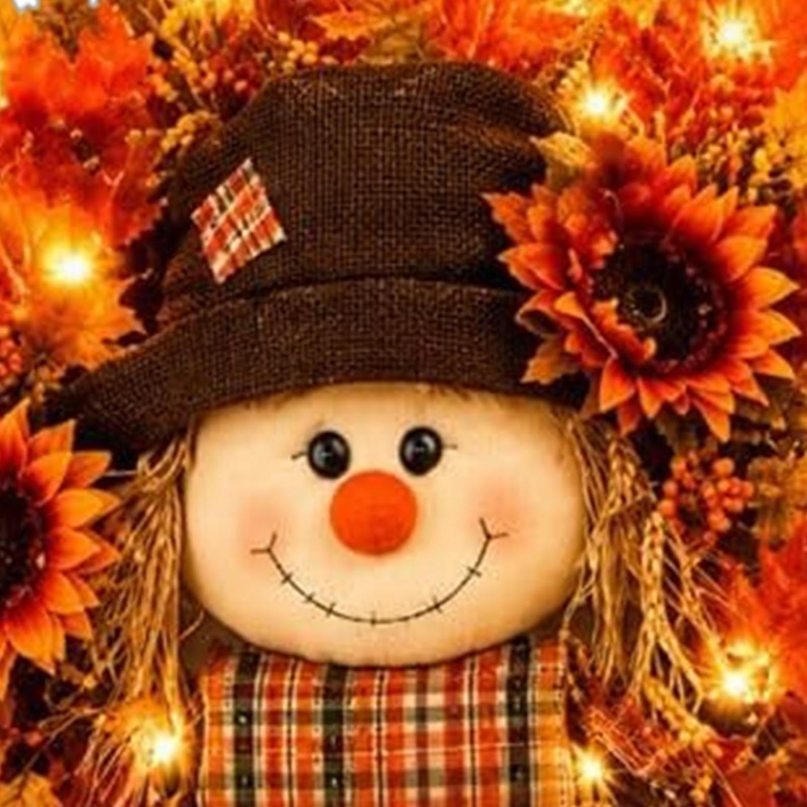 Ghirlanda Autunnale Per Porta di Casa Decorazione Con Spaventapasseri