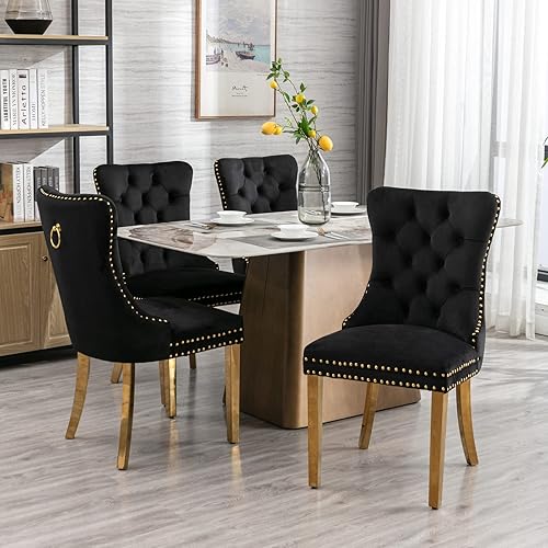 Miniatura 69 de Juego de 2 sillas de comedor vintage de terciopelo con respaldo alto, sillas Parson vintage para sala de estar, comedor (blanco PU + negro) Pu
