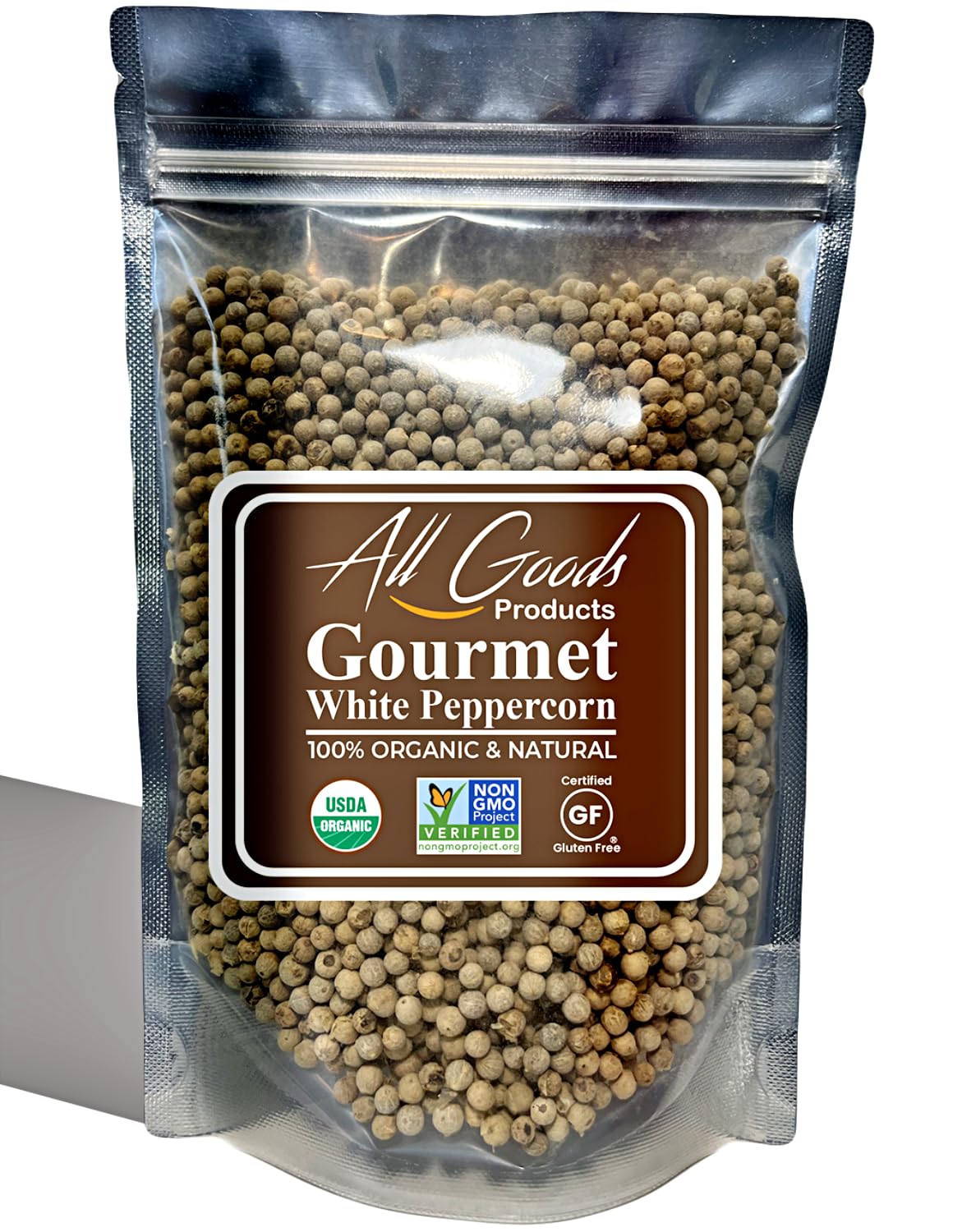 All Goods 10 Oz White Peppercorns Whole Organic, White