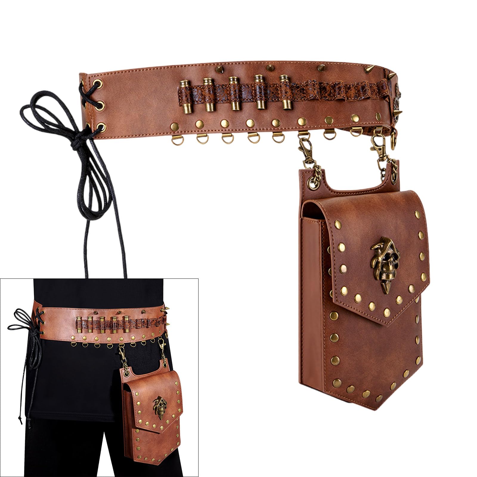 Marsupio retrò Steampunk con cinghia regolabile accessorio da viaggio marsupio per cosplay e appassionati di moda medievale festival marsupio