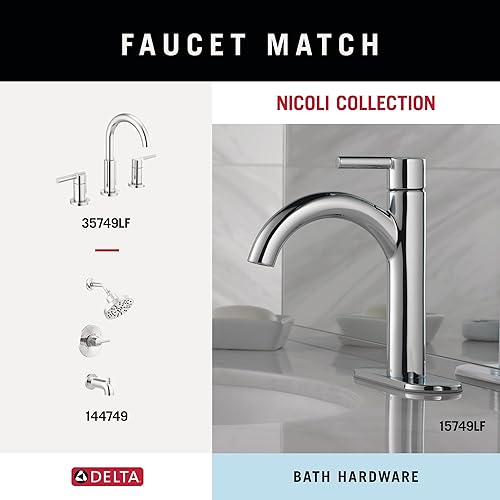 Miniatura 4 de DELTA FAUCET NIC64-PC Nicoli - Juego de 4 piezas de accesorios de baño de 18 a 24 pulgadas, toallero, soporte para papel higiénico, anillo para