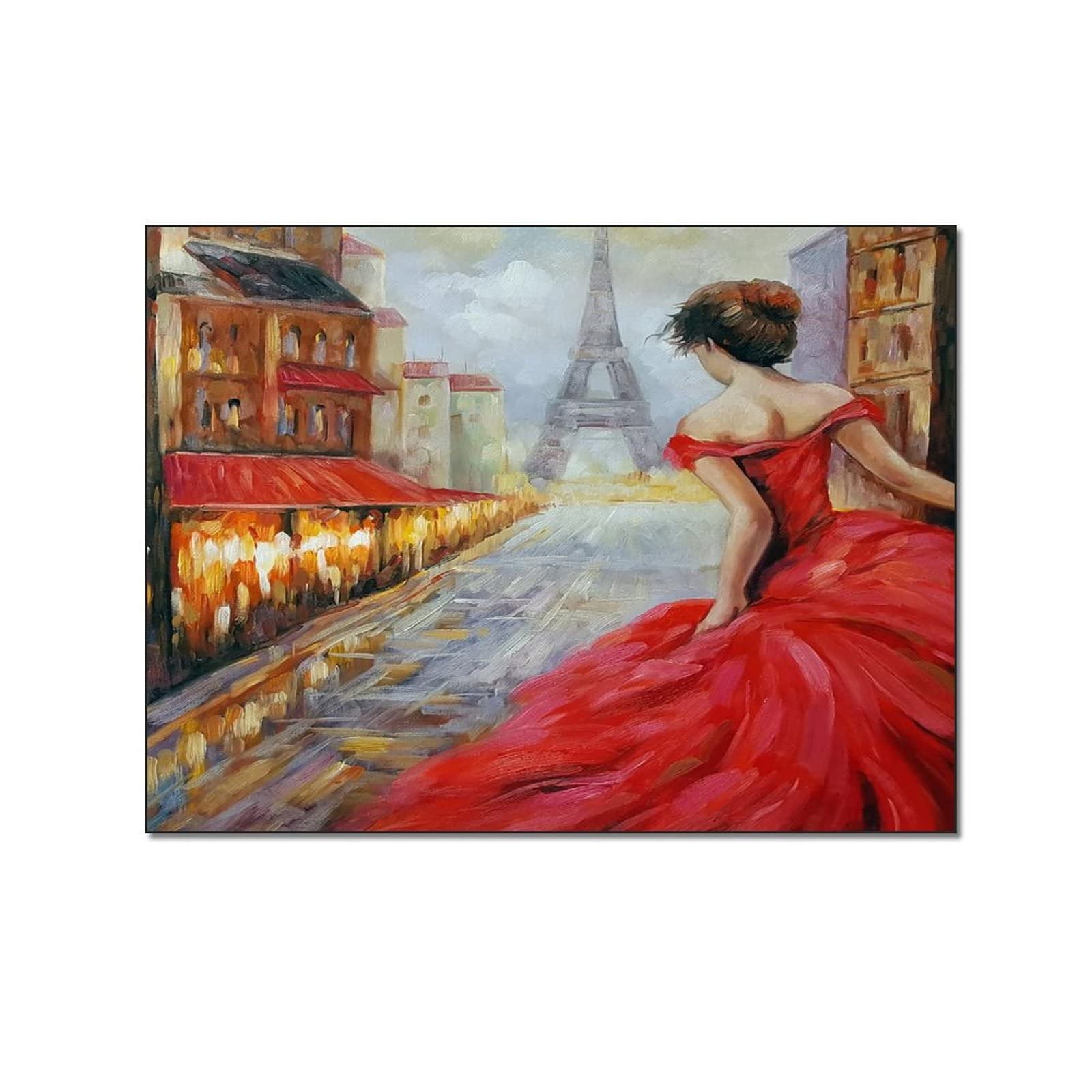 Amazon.com: Romantic Paris Art Eiffel Tower Red Dress Woman Painting Modern  Art Canvas Printing Home Living Room Wall Art (2) Canvas Wall Art Prints  for Wall Decor Room Decor Bedroom Decor Gifts