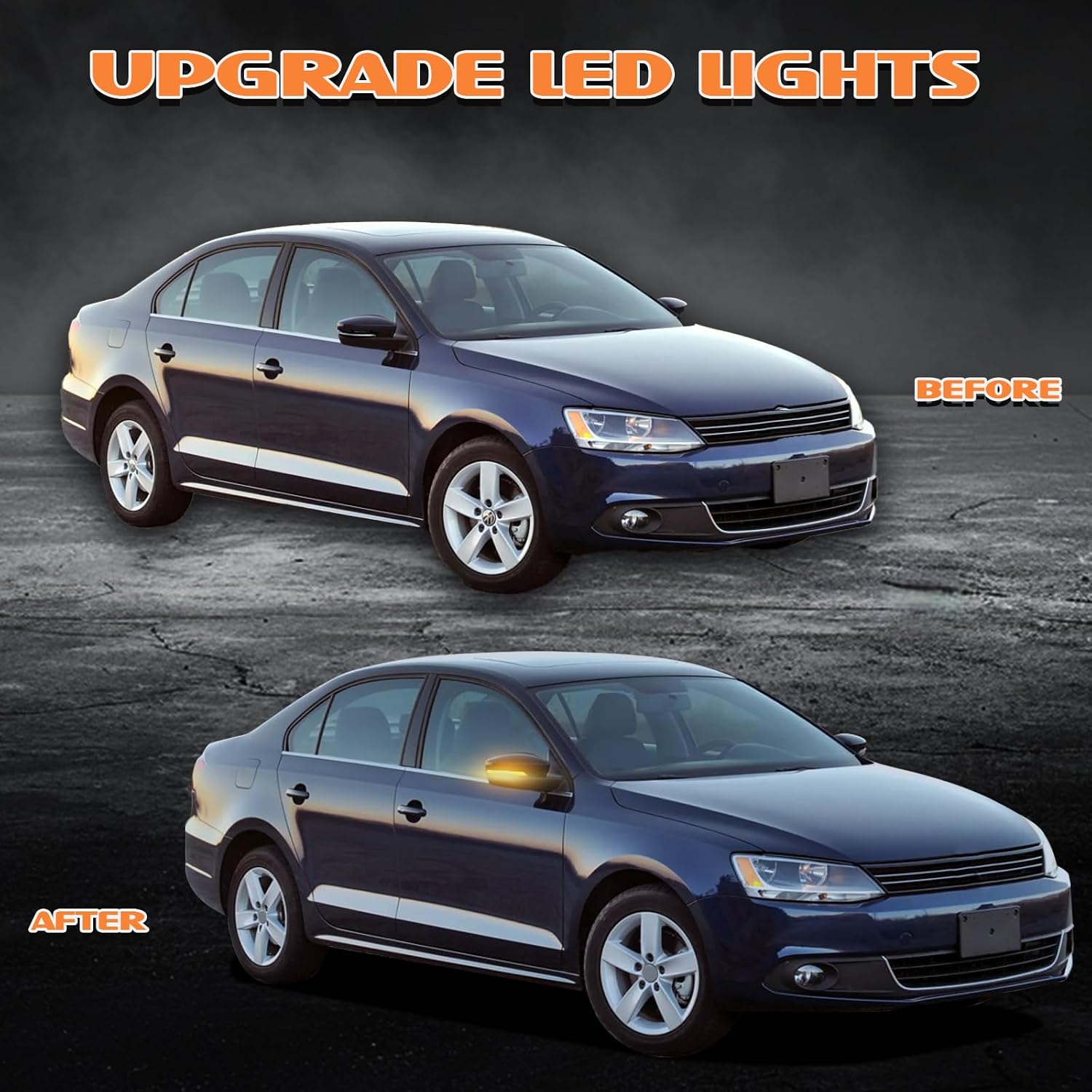 Dynamic Turn Signal Light Sequential Compatible With VW Jetta MK6 SE 2011 2012 2013 2014 2015 2016 2017 2018, Clear Lens LED Side Mirror Marker 2PCS