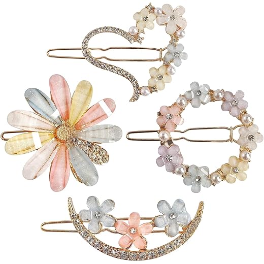 Flower Lock Pin Hair Clips 4 Pcs