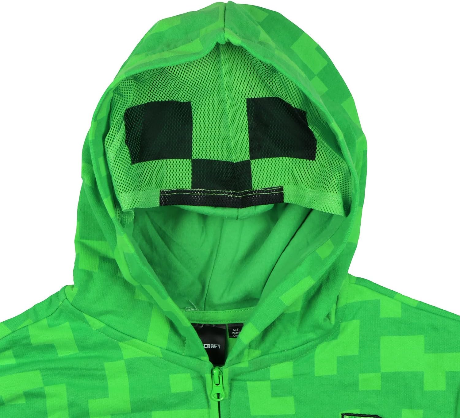 Minecraft Jacket Boys Creeper Fleece Gamer Zip Up Hoodie (10/12) Green