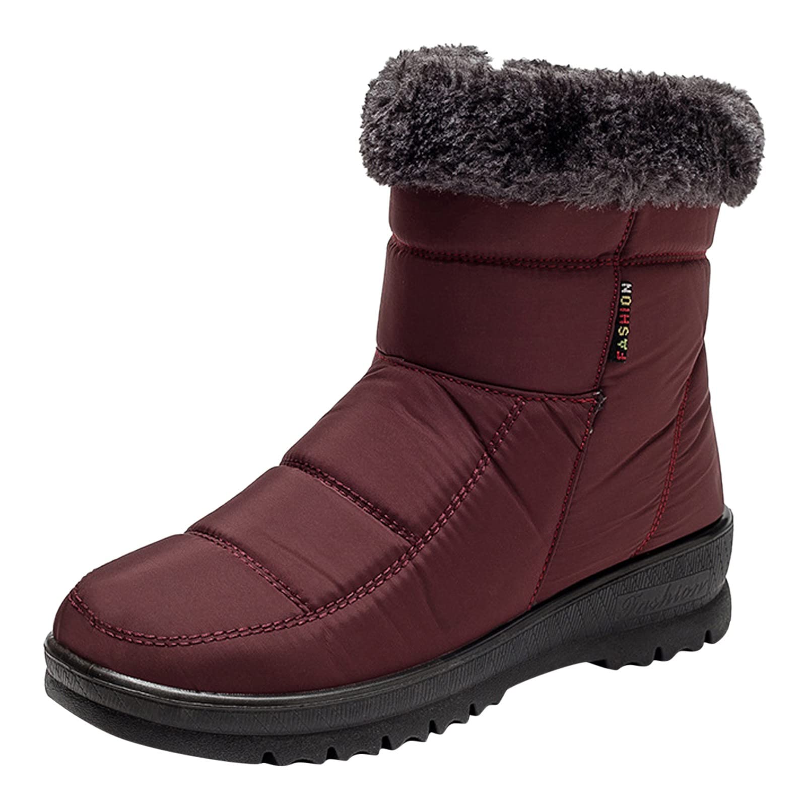 GenericWinter Boots for Women Uk Side Zipper Waterproof Boots Warm Fur  Lined Short Boots Casual Non Slip Walking Boots Lightweight Wide Fitting  Boots