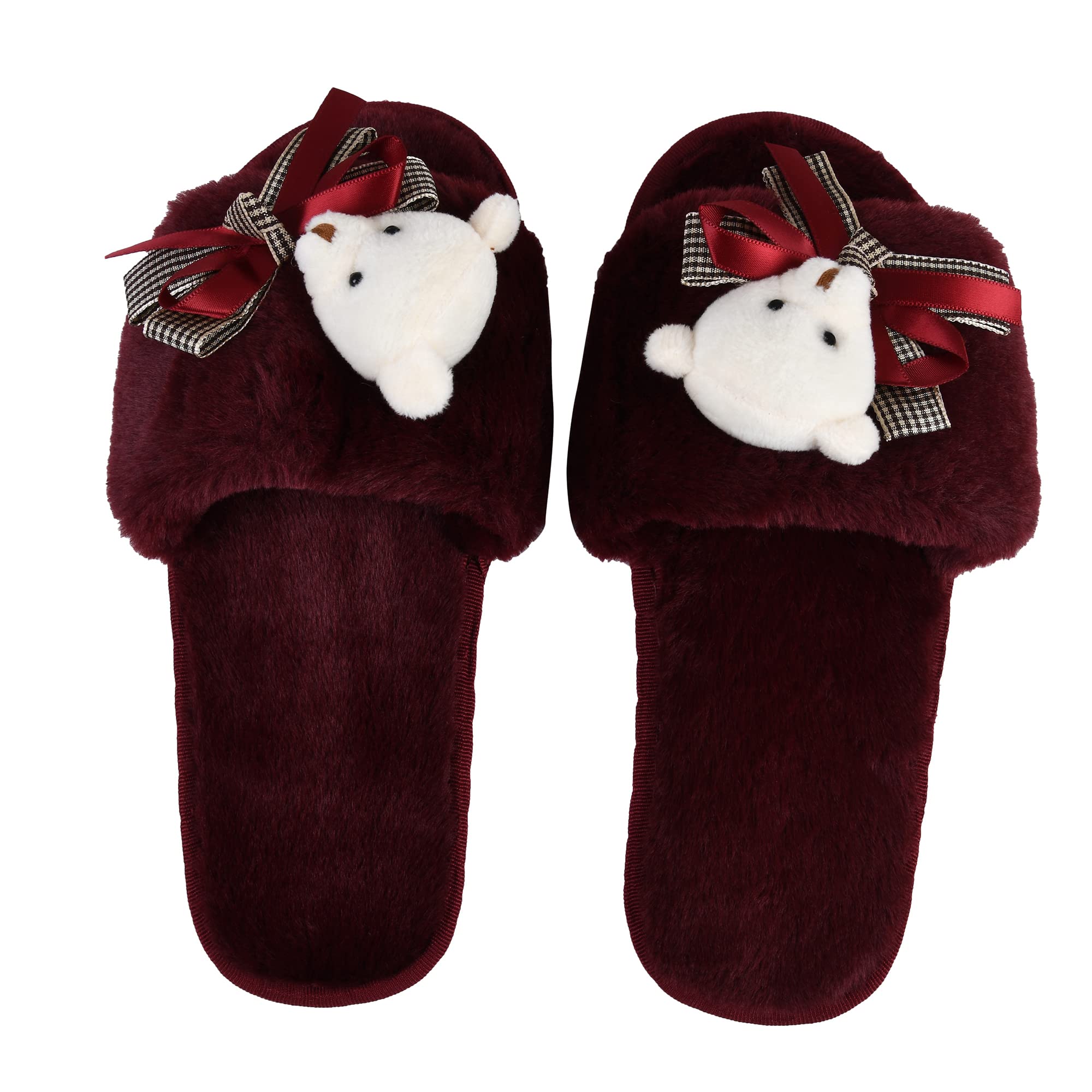 Irsoe Fur Comfortable Indoor/Outdoor Soft Bottom Slippers |Womens Flipflop |Womens Fancy Slippers |Girls Slippers flip Flop (Maroon) (B09WRMY1H5) Amazon Price History, Amazon Price Tracker