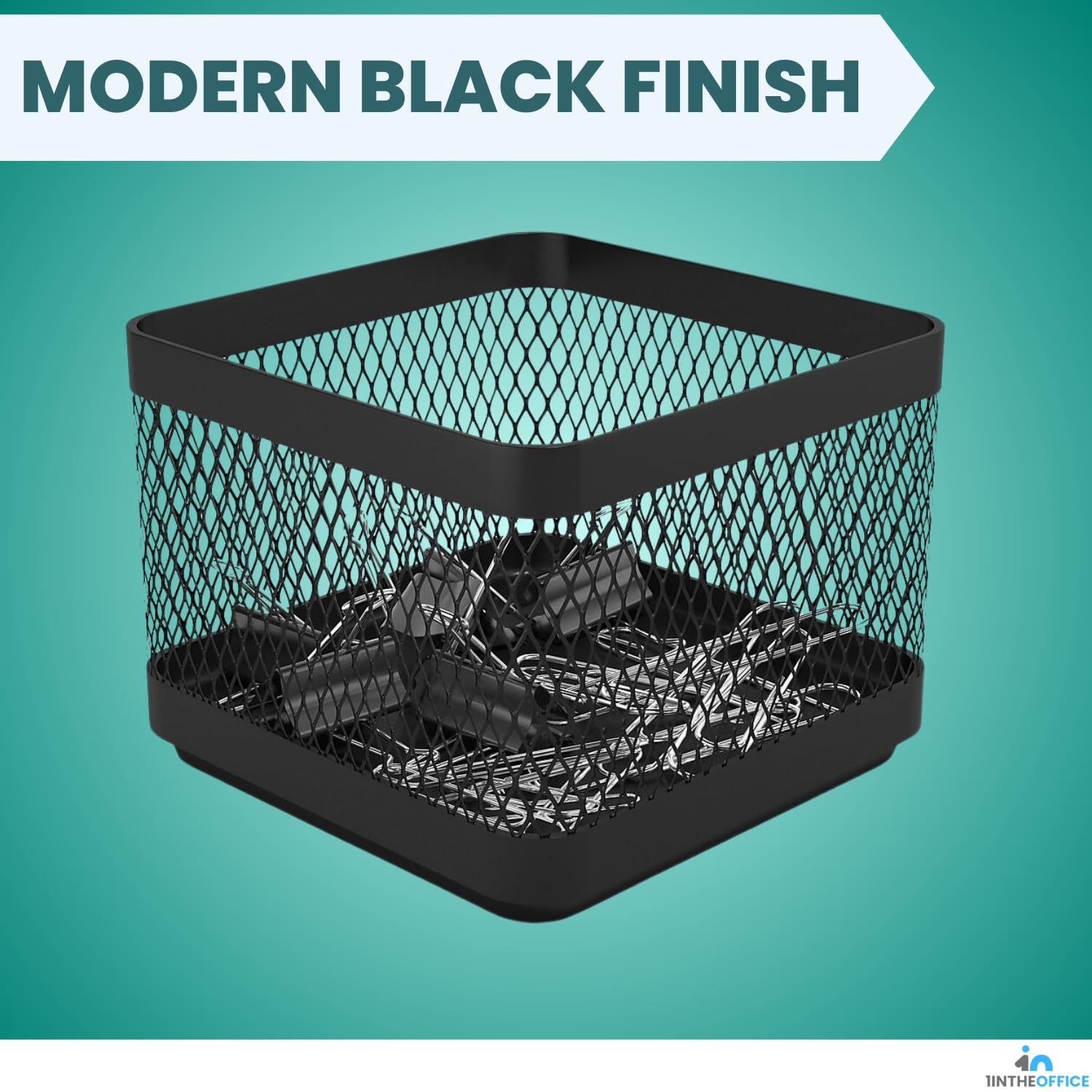 1InTheOffice Soporte De Malla Con Clip Para Escritorio, Soporte Para Clips De Papel Para Accesorios De Escritorio (paquete De 2