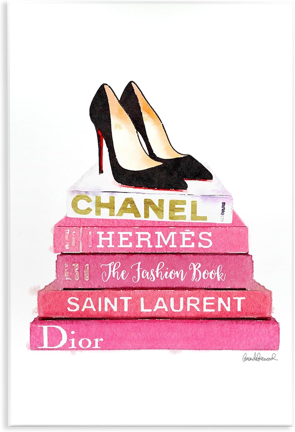 Stupell Industries 'Glam Pink Fashion Books Pump Heels', Wall Plaque Art, 13 x 19 Inches, Easy to Hang and Sturdy, Made in USA, by Amanda Greenwood