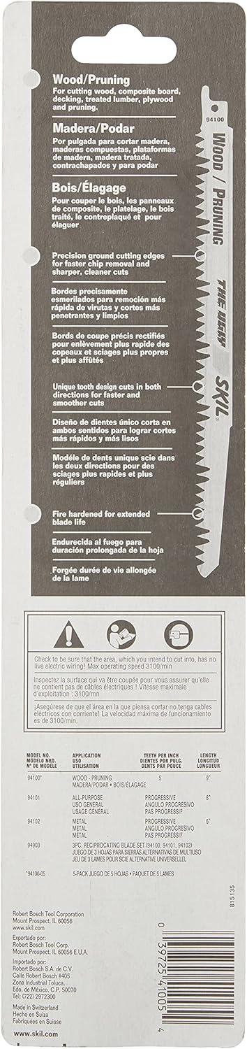 SKIL 94100-05 Pruning Reciprocating Saw Blades 5-Pack