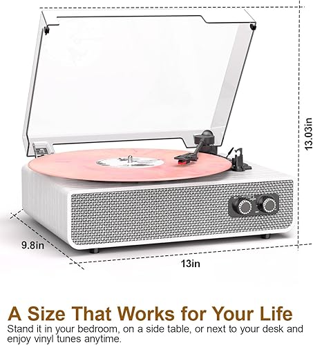 Miniatura 8 de Reproductor de discos de vinilo Bluetooth con altavoces estéreo integrados, calidad de sonido mejorada, tocadiscos de tracción por correa de 3