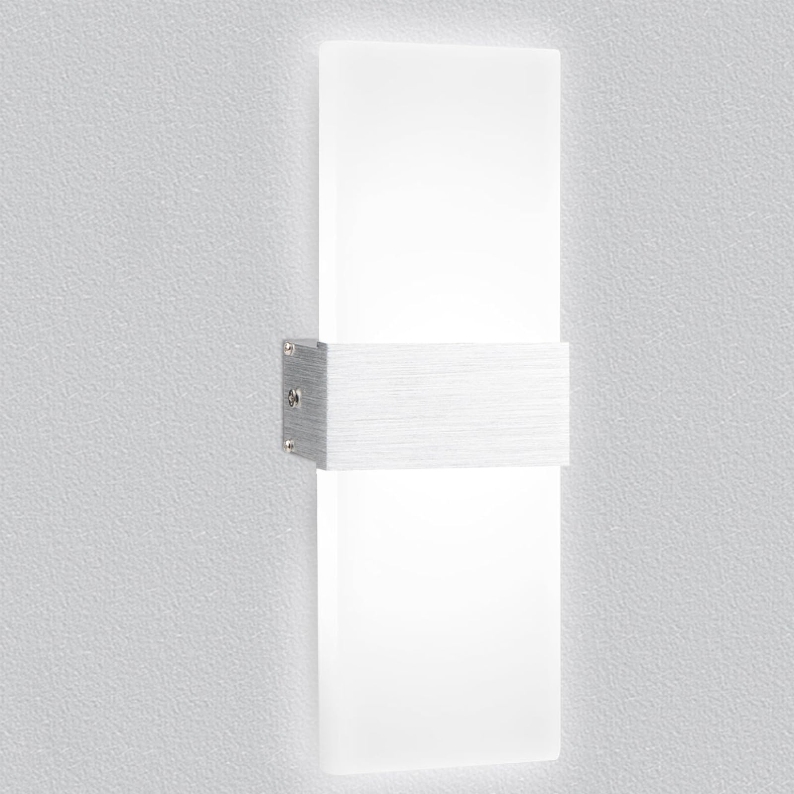 KingYH Aplique de Pared Interior LED 12W Moderna Lámpara de Pared Blanco Frío 6500K Arriba y Abajo Interior Iluminación Acrílico Luz Aplique con Cable de Tierra para Dormitorio Salon Pasillo Escalera