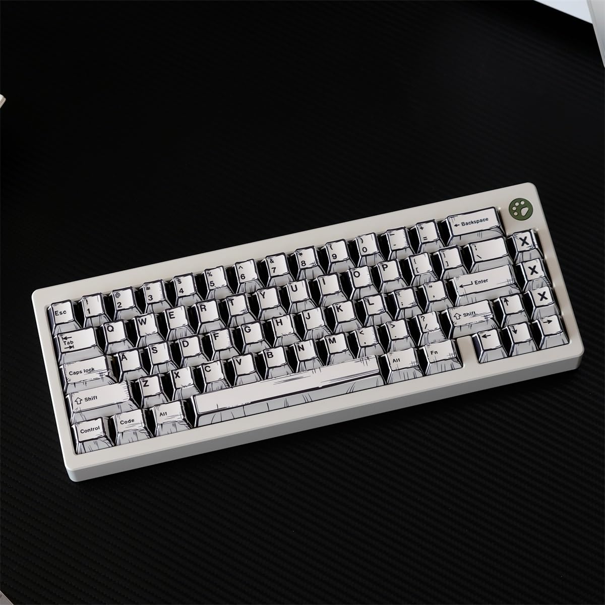 Klawisze w stylu komiksowym, japoński motyw mangi minimalistyczny PBT Cherry Profile Keycaps do niestandardowej klawiatury mechanicznej(Comic,Full Size Set)