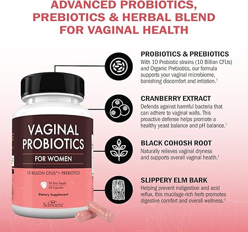 Miniatura 7 de Probióticos vaginales para mujeres (30 porciones) nutren tu microbioma vaginal para un olor vaginal saludable y equilibrio del pH, suplemento