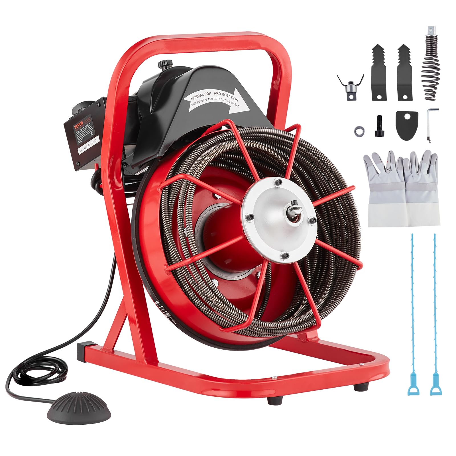 VEVOR Manual50FT 3/8IN 1700rpmAbierto Desbloqueador de Tuberías