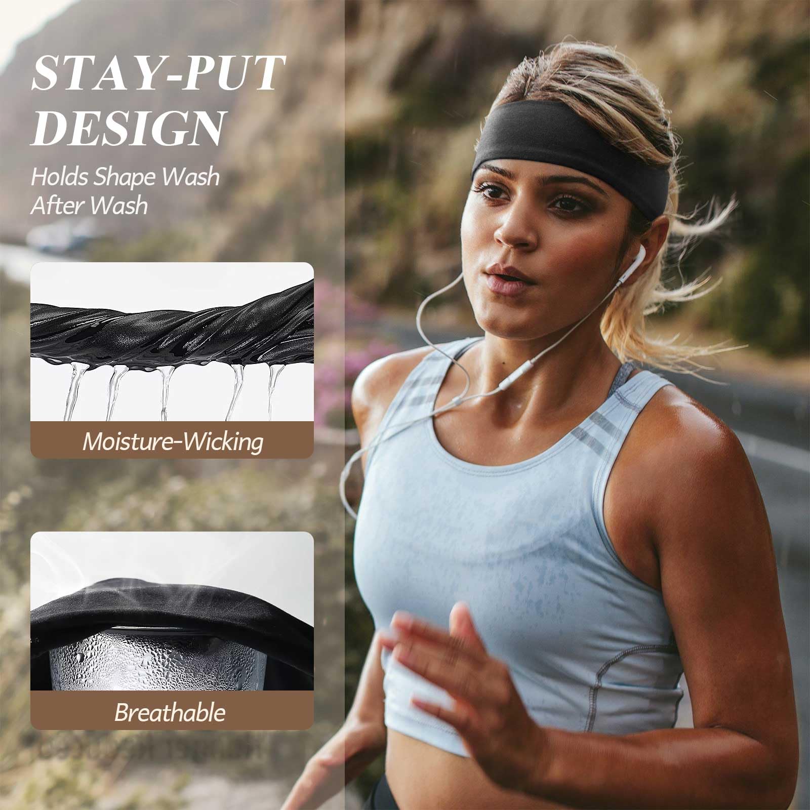 Tumurup Headbands for Women's Hair, 6 Pack Fashion Elastic Hair Bands with Leopard Print Sports Head Band for Yoga & Gym - Image 3