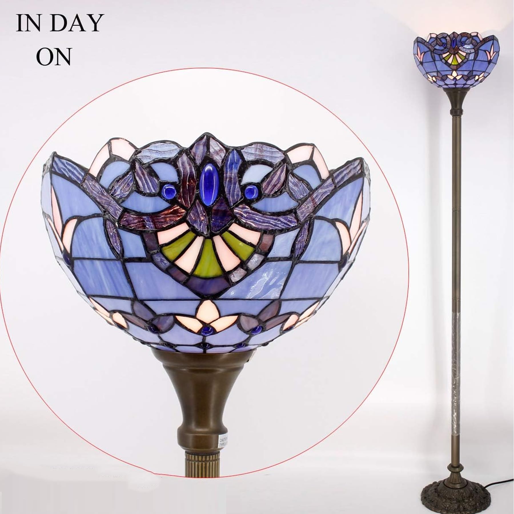 WERFACTORY Tiffany Floor Lamp Blue Purple Baroque Stained Glass