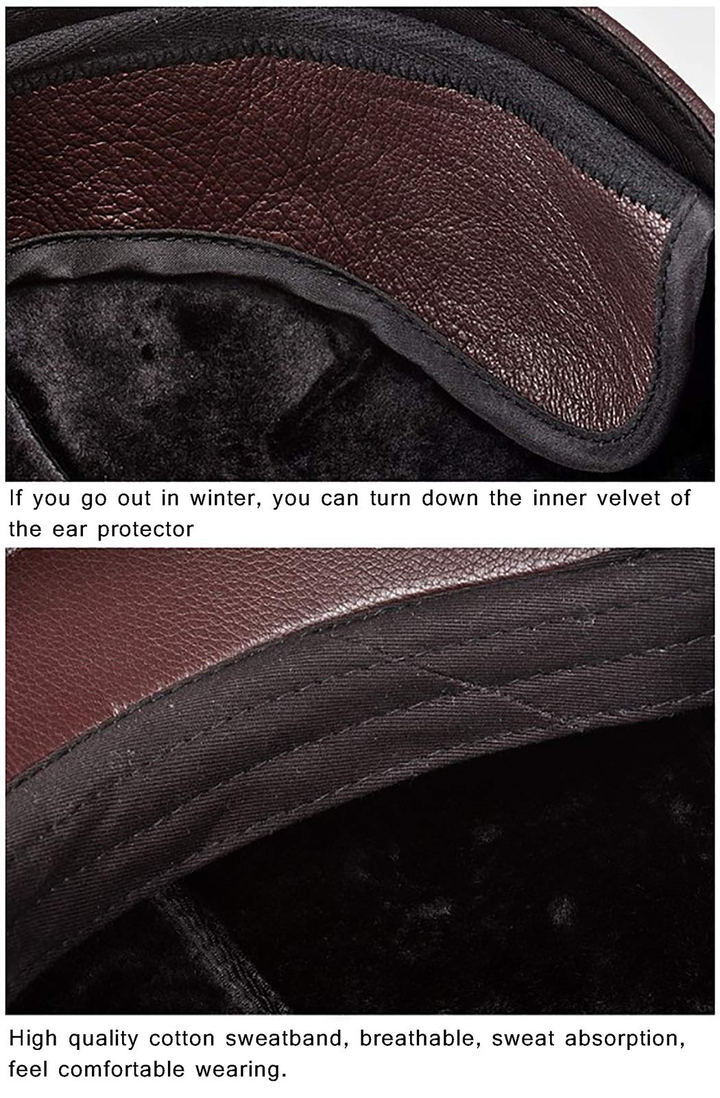 G&F Anziani Pelle Berretto Pelle Uomini Cappello Piatto Inverno Tenere Caldo con Protezioni per Orecchie 55-60 Cm (Color : Black-a, Size : XL)