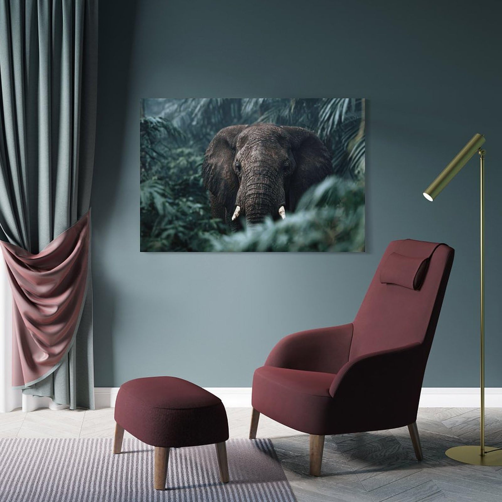 Junmoney Home Decor Wall Art Elephant in The Jungle, 12x18inch(30x45cm), for Hallway, Bedroom Or Modern Interiors, Gift Idea for Housewarming And Birthdays