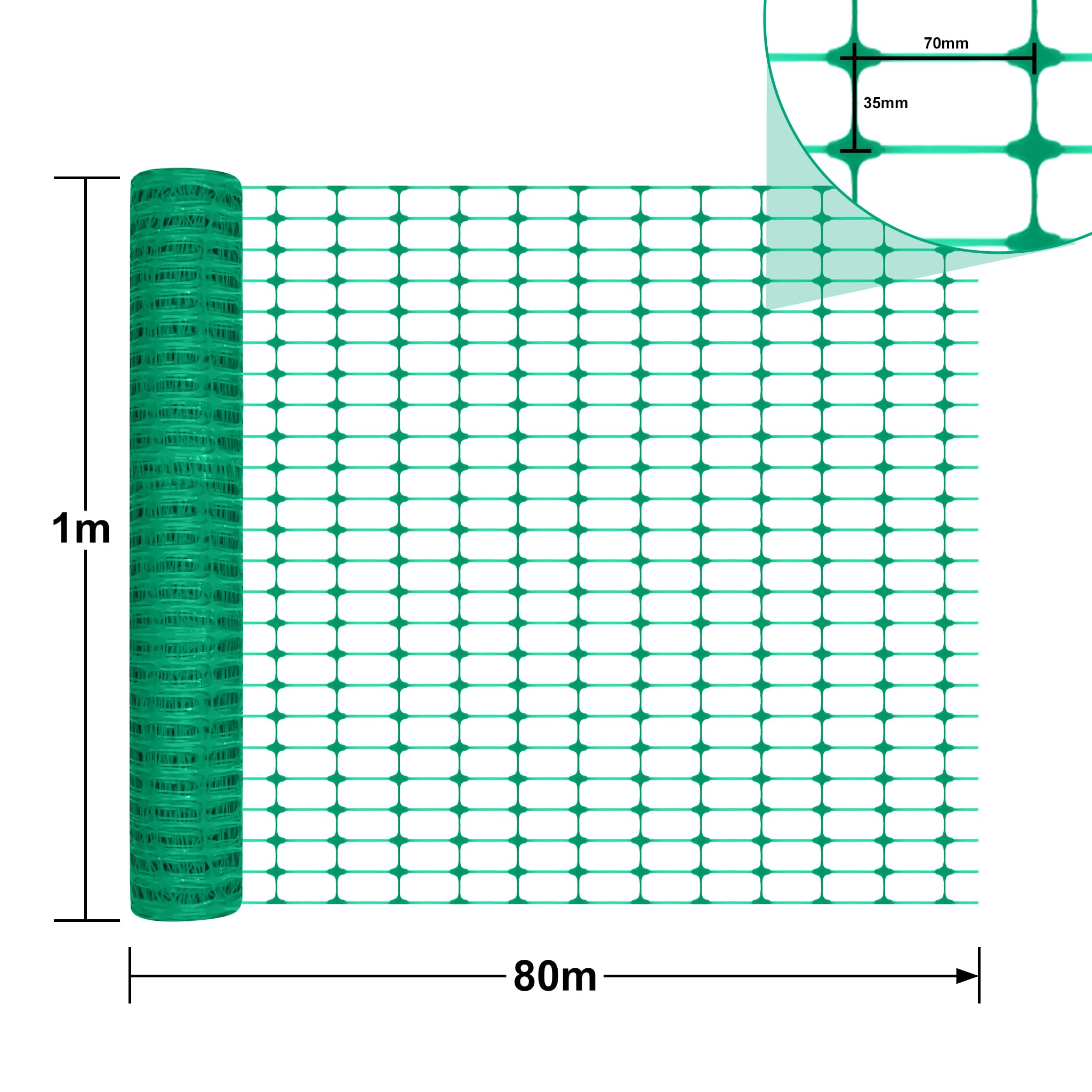 HENGMEI Valla de Construcción 80 m x 100 cm Red de Protección de Plástico Verde