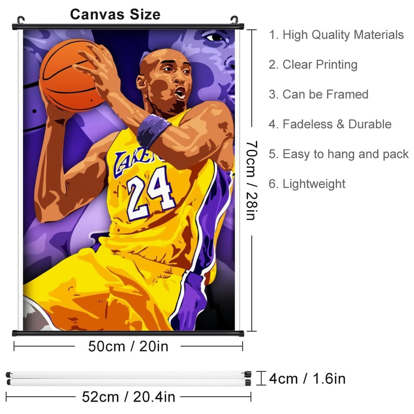 コービーブライアント 黒と黄色の背景 ポスター ポスター 装飾 絵 キャンバス 壁アート リビングルーム 寝室 印刷 アートパネル2 コービー  ブライアント ポスター ボード パネル フレーム 75x50cm NBA レイカーズ 写真 アート 雑貨 グッズ 絵 フォト インテリア Kobe 5  ...