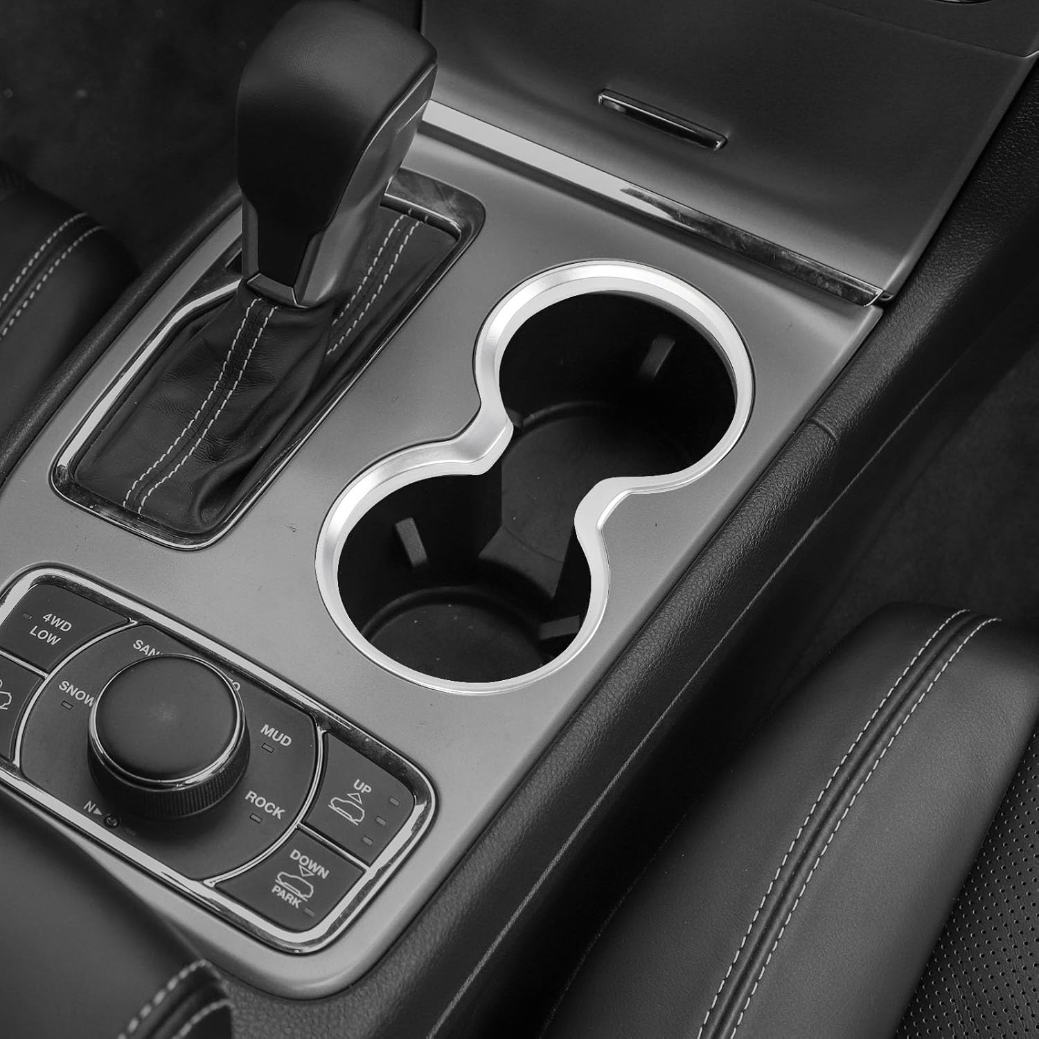 Jimen Compatible with Jeep Grand Cherokee 2011-2021, Front Cup Holder Cover Trim (Silver)