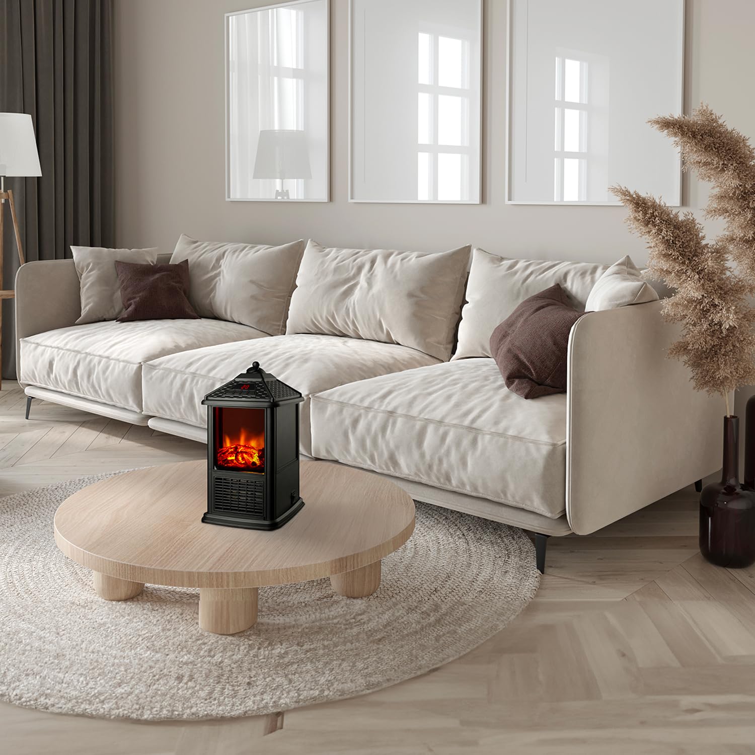 Maison Rouge elektryczny kominek stołowy z pilotem zdalnego sterowania 1000 W z efektem kominka 3D - kontrola temperatury na każdą potrzebę i timer 12 godzin - 32 x 18,5 x 18,5 cm