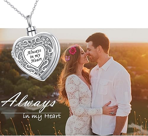 Miniatura 7 de Yearace - Collar de urna de fotos personalizado para cenizas, joyería de cremación para cenizas, collar conmemorativo de recuerdo de plata de ley,