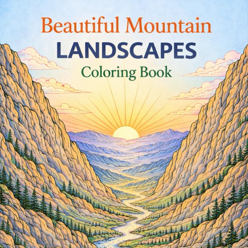 Beautiful Mountains Coloring Book: A Peaceful Journey Through Sunrise Valleys and Majestic Peaks (Easy & Fun Coloring for All Ages)