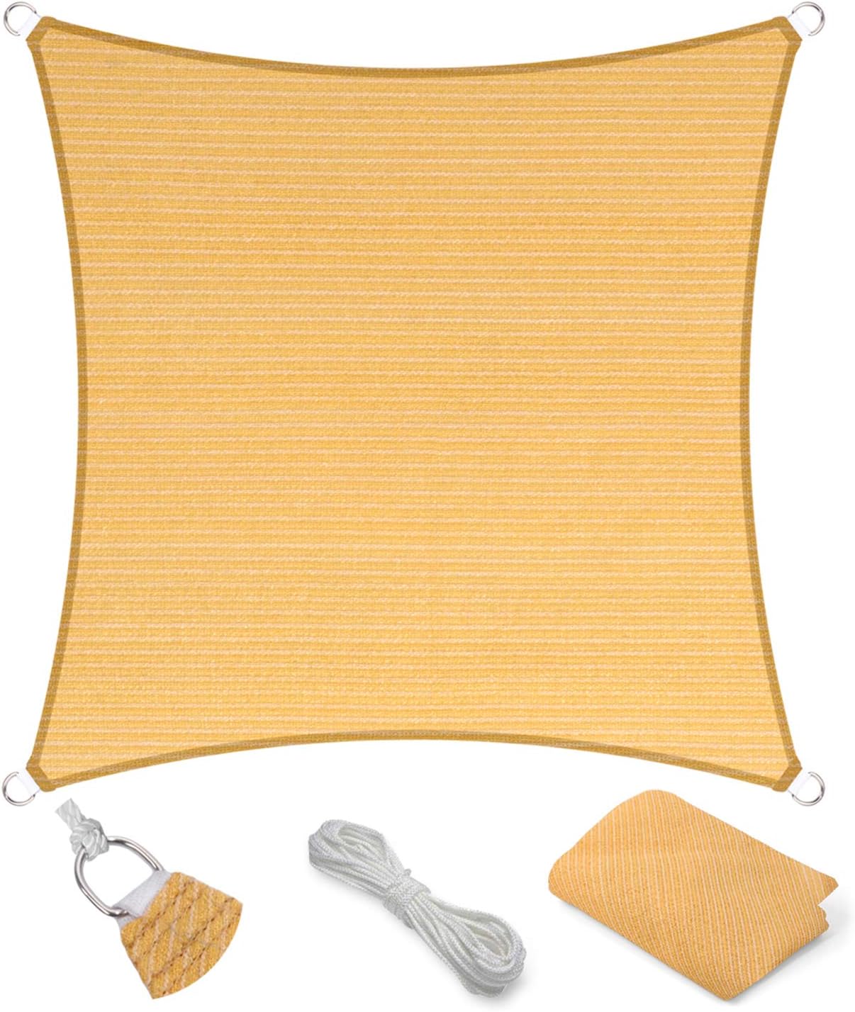 Eden's Decor Square 6' x 6' Brown Sun Shade Sail Canopy UV Block for Backyard Porch Pergola Lawn Garden Carport