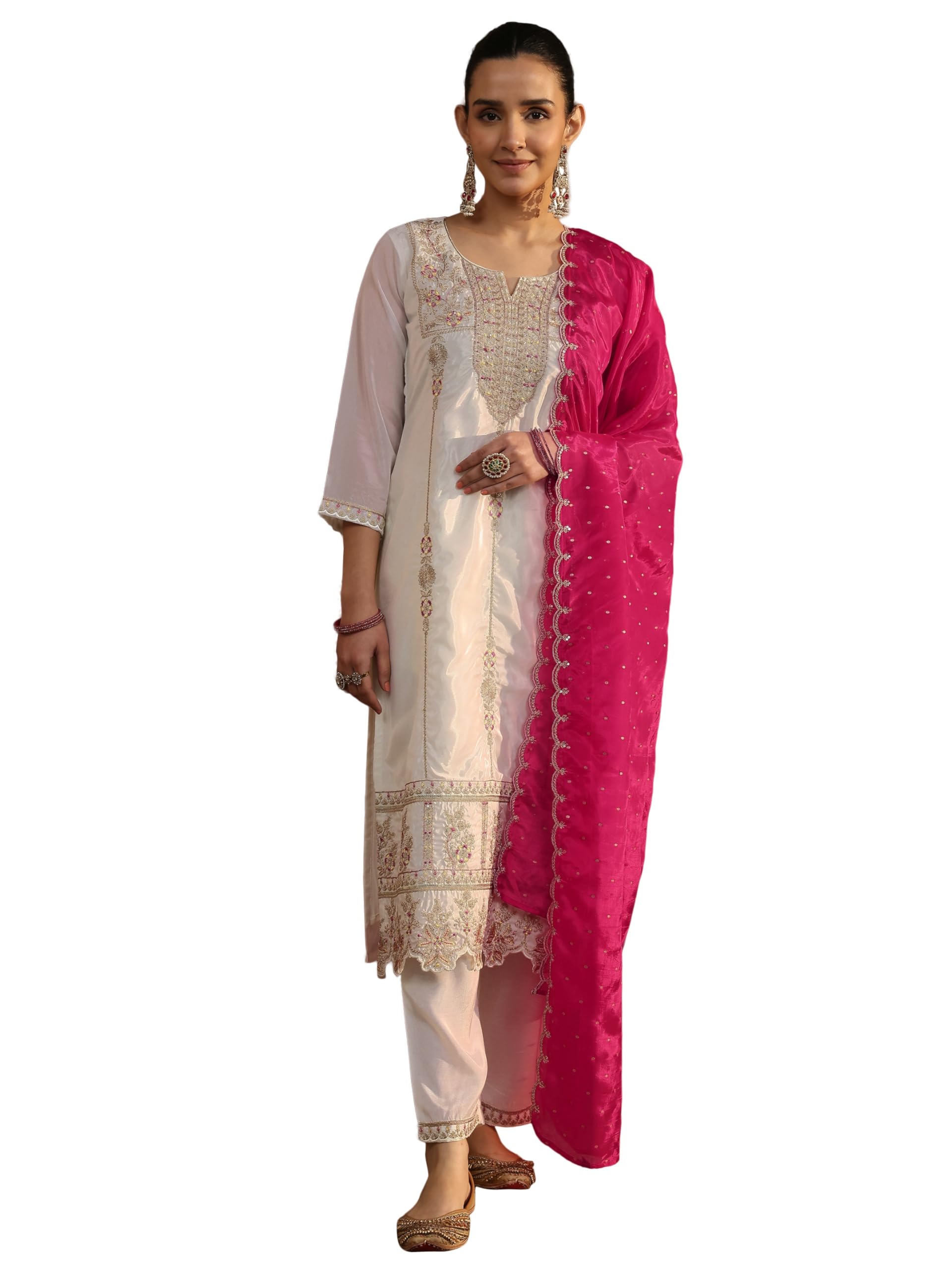 libas art Printed Organza Straight Kurta With Trousers and Dupatta | daily wear suit-picture-34