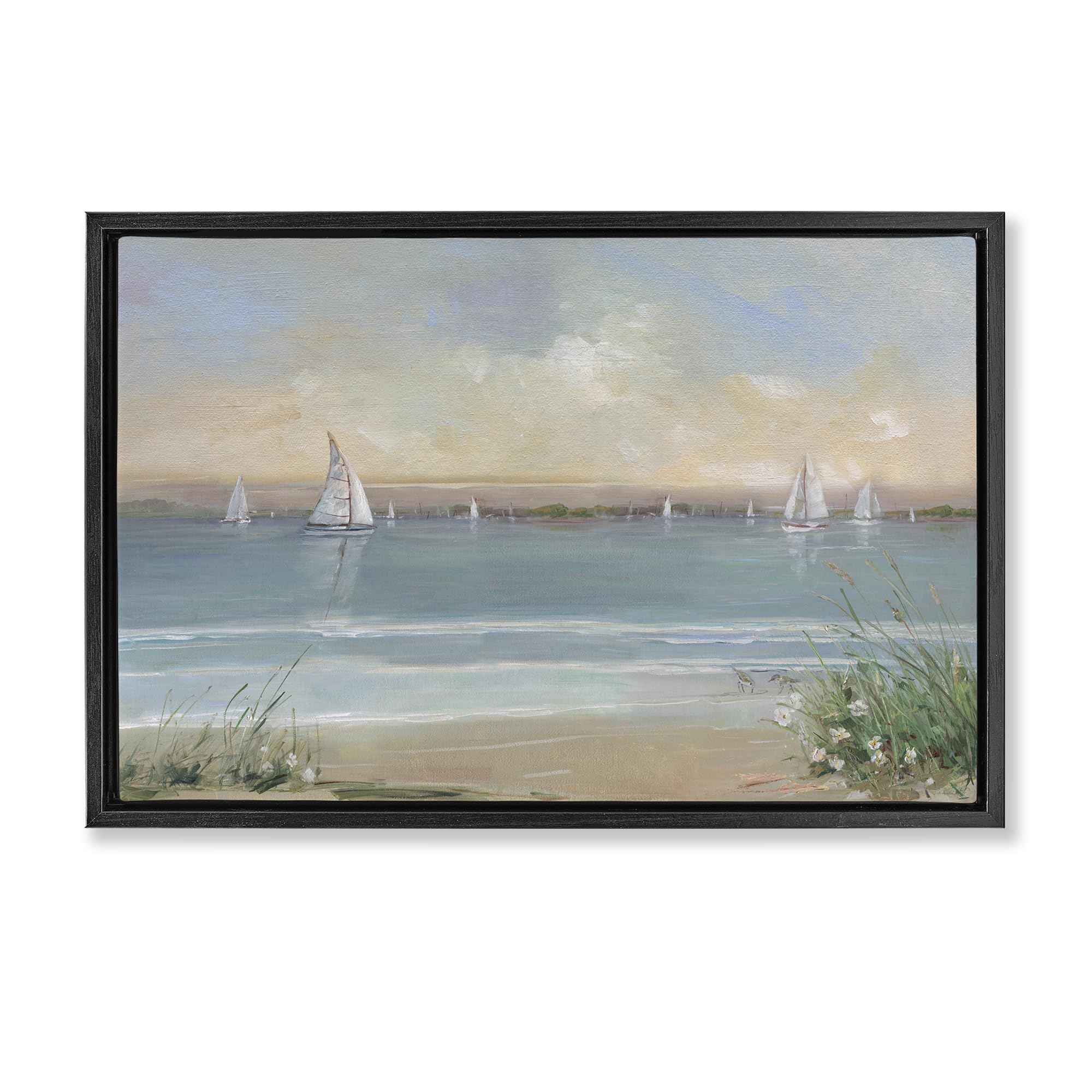 Coastal Sailing at Dawn Seaside, 20 x 30 Inch Canvas in Floater Frame