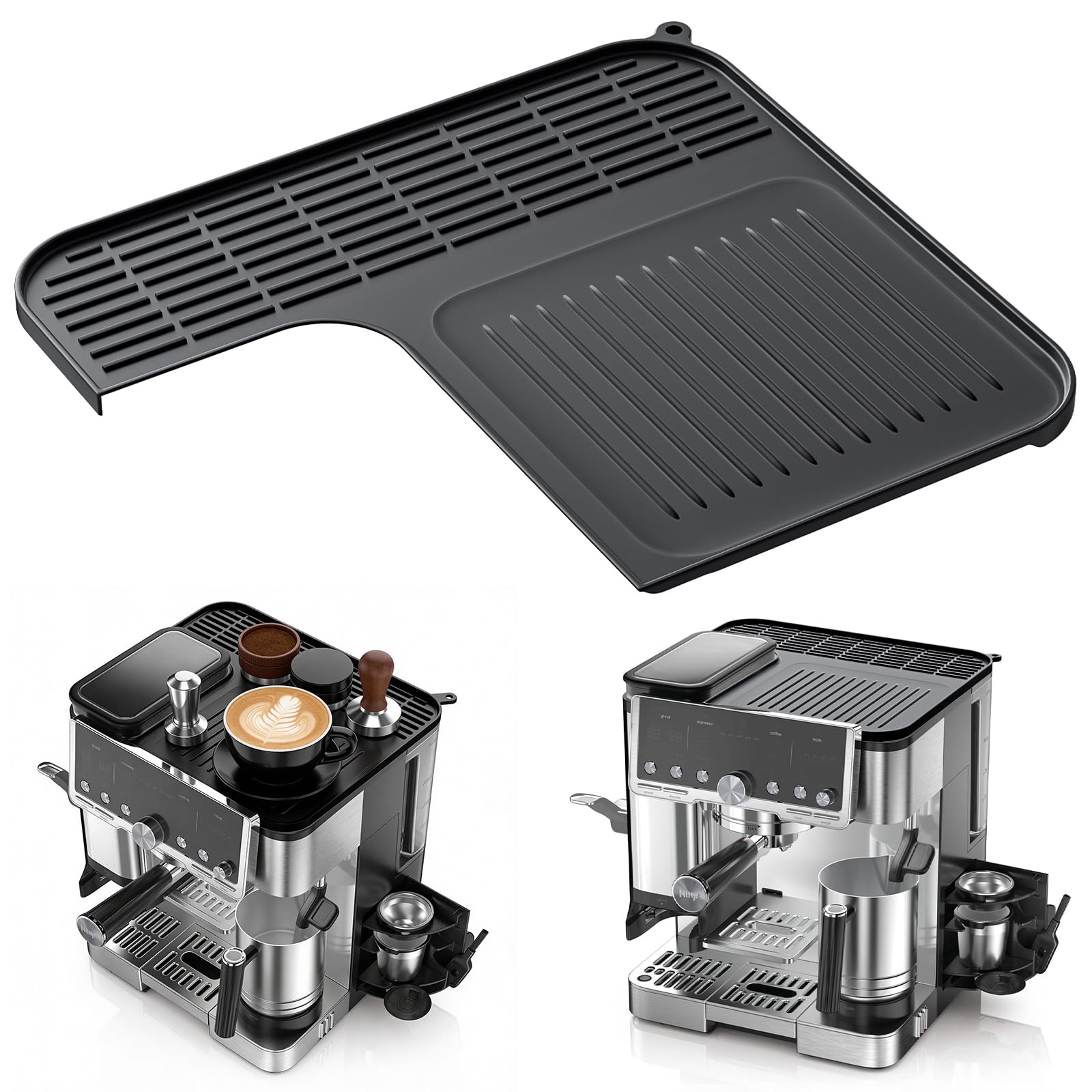TranRantic Silikonmatte für Ninja Luxe Cafe ES601EU/ES701EU Espresso Kaffeemaschine – Obermatte für Ninja Luxe Café Zubehör, Rutschfest, Hitzebeständig und Wasserdicht (Schwarz)